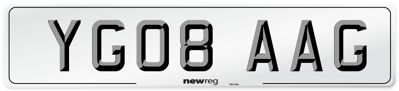 YG08 AAG Number Plate from New Reg